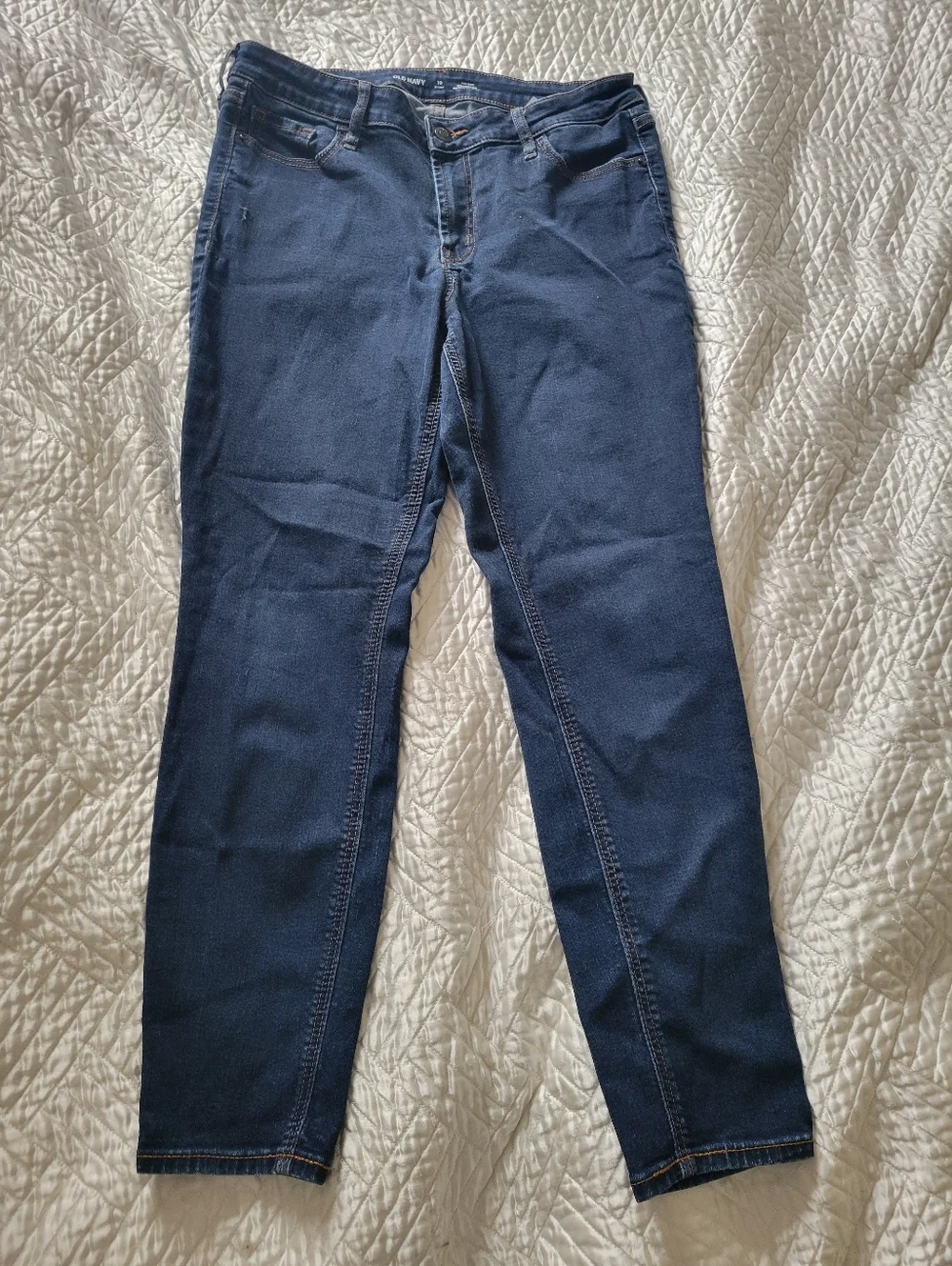 Old Navy Rockstar Super Skinny Jeans Dark Wash Mid Rise Size 10 Short Clean Girl - Picture 2 of 5